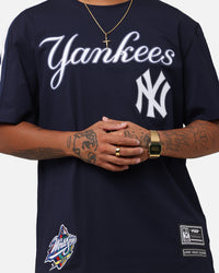 Pro Standard New York Yankees Classic Mesh Striped T-Shirt Midnight Navy