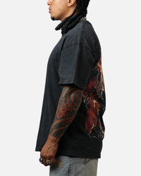 73Studio Marvel Ghost Rider Fire Vintage T-Shirt Black Acidwash