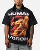 73Studio Marvel Fantastic Four Human Torch Fire Vintage T-Shirt Black Acidwash