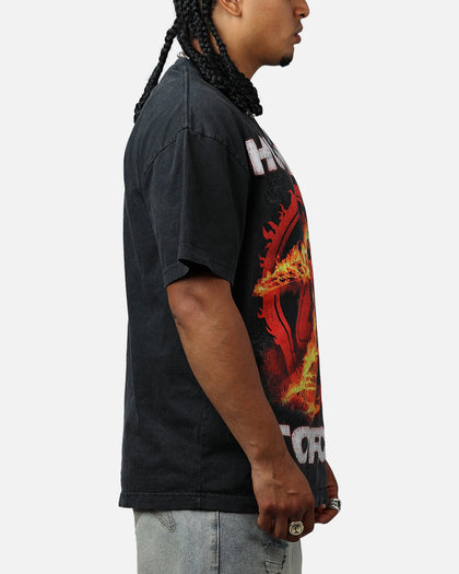 73Studio Marvel Fantastic Four Human Torch Fire Vintage T-Shirt Black Acidwash