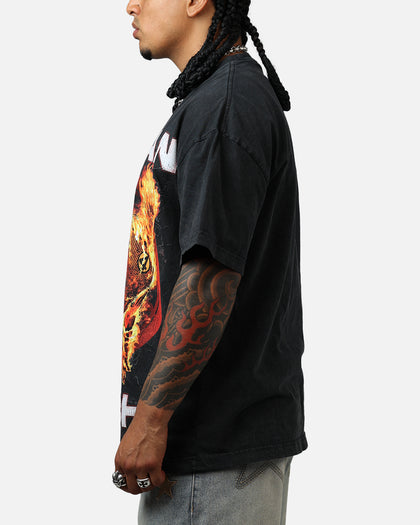 73Studio Marvel Fantastic Four Human Torch Fire Vintage T-Shirt Black Acidwash
