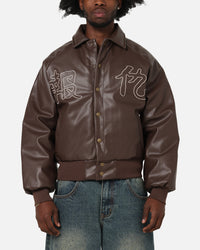 Ed Hardy Shinjuku Leather Jacket Brown