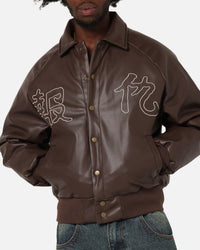 Ed Hardy Shinjuku Leather Jacket Brown