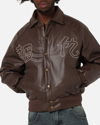 Ed Hardy Shinjuku Leather Jacket Brown