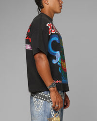 Loiter X Yu-Gi-Oh! Pot Of Greed Rhinestone T-Shirt Vintage Black