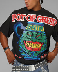 Loiter X Yu-Gi-Oh! Pot Of Greed Rhinestone T-Shirt Vintage Black