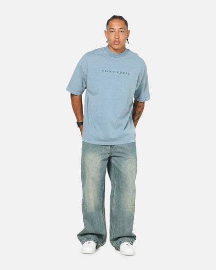 Saint Morta Conviction Mock Neck T-Shirt Denim Blue
