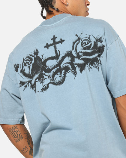 Saint Morta Conviction Mock Neck T-Shirt Denim Blue