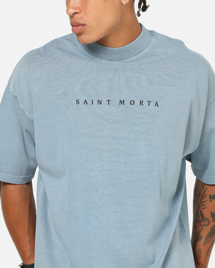 Saint Morta Conviction Mock Neck T-Shirt Denim Blue