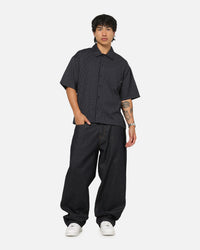 Carre Grid Button Up Shirt Navy Pinstripe