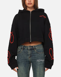 Ed Hardy Women's Afterburn Cropped Hoodie Black/Red