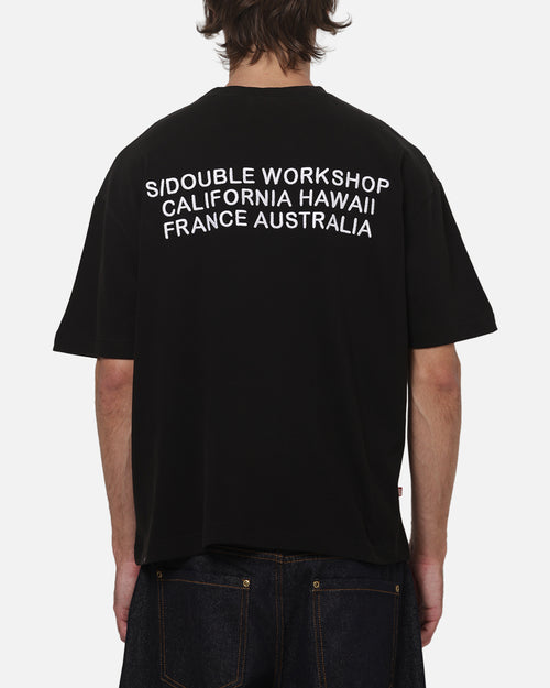 S Double Country Text Heavy Weight T-Shirt Black