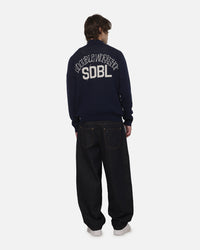 S Double Team Knit Quarter Zip Crewneck Navy