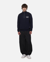S Double Team Knit Quarter Zip Crewneck Navy