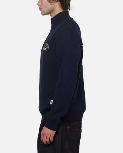 S Double Team Knit Quarter Zip Crewneck Navy