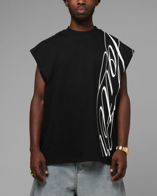 Loiter Script Muscle T-Shirt Black