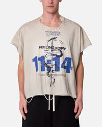 MNML Tattered Cut Off T-Shirt Off White