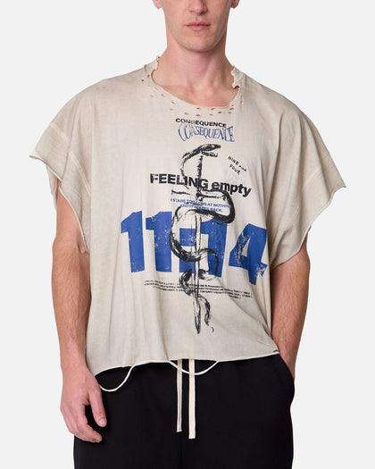 MNML Tattered Cut Off T-Shirt Off White