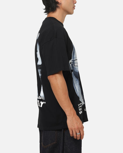 73Studio Star Wars Stand Off Glitter T-Shirt Black Acidwash