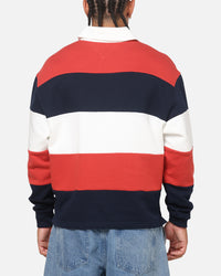Tommy Jeans Relaxed Badge Stripe Rugby Shirt Navy