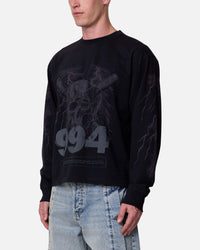 MNML Crossbone Gemmed Long Sleeve T-Shirt Washed Black