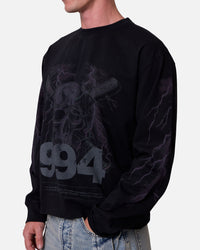 MNML Crossbone Gemmed Long Sleeve T-Shirt Washed Black