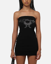 Ed Hardy Women's Butterfly Strapless Dress Black
