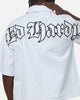 Ed Hardy Ghost Tattoo Button Up Shirt Blue Pinstripe