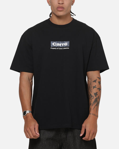 Carre Box Check T-Shirt Solid Black