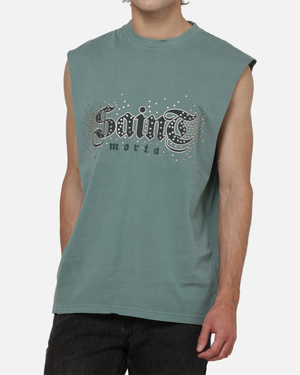 Saint Morta Medievil Oversized Muscle T-Shirt Washed Green