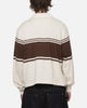 Carre Varsity Long Sleeve Polo Shirt Off White/Brown