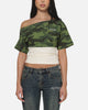 Ed Hardy Women's Off Shoulder T-Shirt Woodland Camo