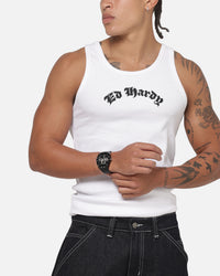 Ed Hardy Ribbed Tank White