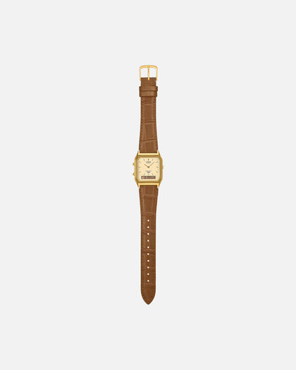 Casio AQ230EGL-9A Watch Black/Gold/Tan
