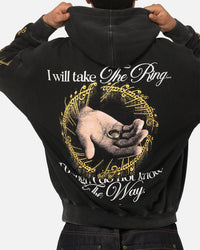 73Studio X The Lord Of The Rings The Ring Hoodie Black Acidwash