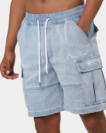 Carré Paris Denim Cargo Shorts Vintage Blue