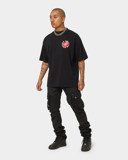 MNML Waxed Denim Cargo Pants Black