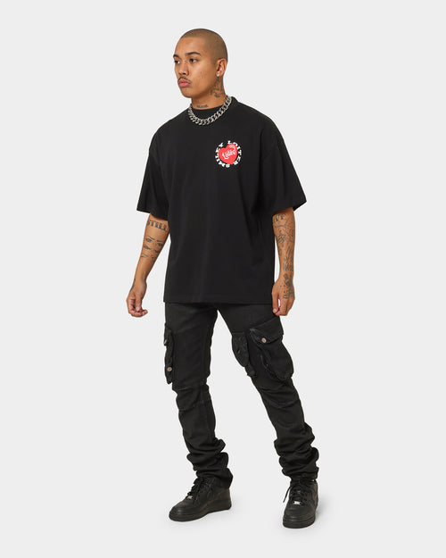 MNML Waxed Denim Cargo Pants Black