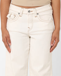 True Religion Women's Low Slung Baggy Jeans Ecru