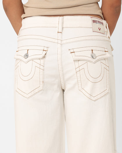 True Religion Women's Low Slung Baggy Jeans Ecru