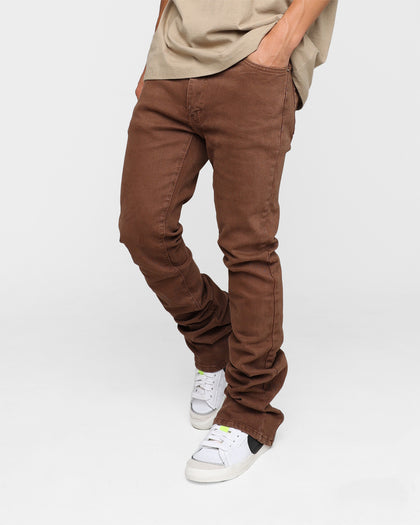 MNML X491 Convertible Skinny Denim Jeans Brown