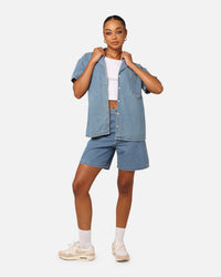 Stussy Women's Shorts Mid Blue