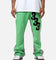 MNML Embroidered Contrast Bootcut Sweatpants Green