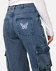 X-Girl Women's Mills Drill Cargo Jeans Indigo