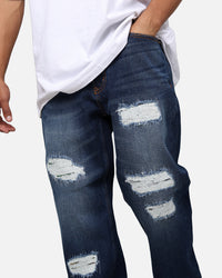 X-Large Distressed Denim Pants Indigo