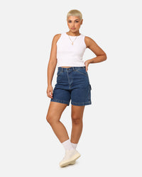Dickies Women's 1997 A Line Denim Carpenter Shorts Stone Washed Indigo
