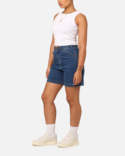 Dickies Women's 1997 A Line Denim Carpenter Shorts Stone Washed Indigo