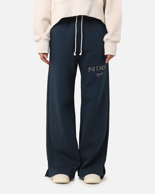 Nike Women's Sportswear Pheonix Fleece Wide Leg Logo Pants Armory Navy