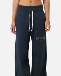 Nike Women's Sportswear Pheonix Fleece Wide Leg Logo Pants Armory Navy