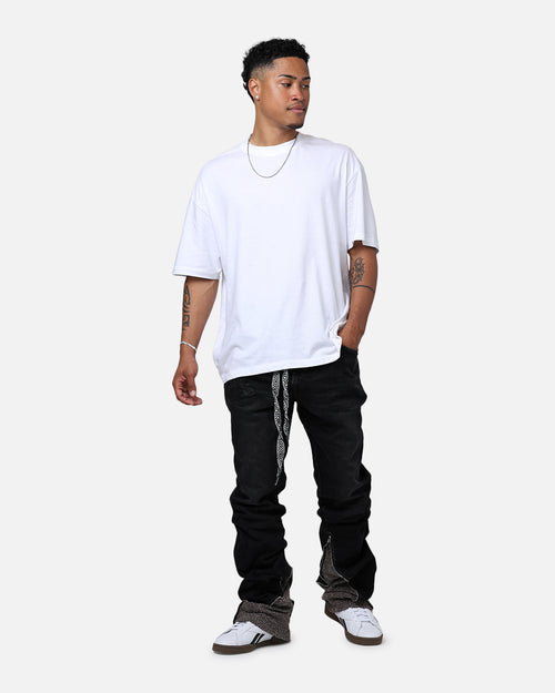 Lifted Anchors "Steffi" Knitted Stacked Flare Jeans Black/Oak